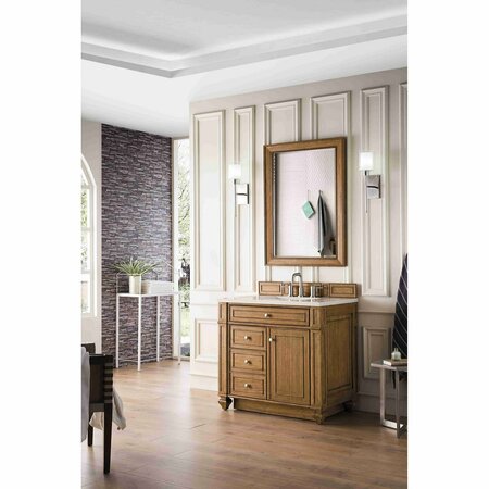 James Martin Vanities Bristol 36in Single Vanity, Saddle Brown w/ 3 CM Eternal Marfil Quartz Top 157-V36-SBR-3EMR